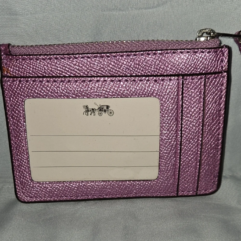 Coach Metallic Purple Card Wallet - Picture 3 of 9
